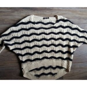 Chevron Mixed Media Dolman Hi Lo Sweater